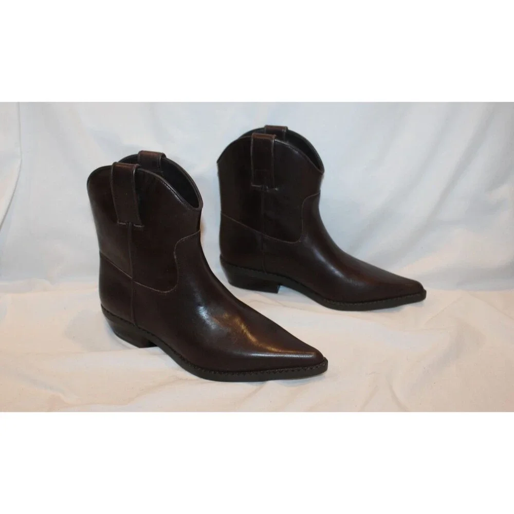 Michael Kors Noemie Women Pointed Toe Brown Leather Pull On Ankle Boots 8 $175
